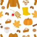 Seamless pattern Hygge autumn vector illustration